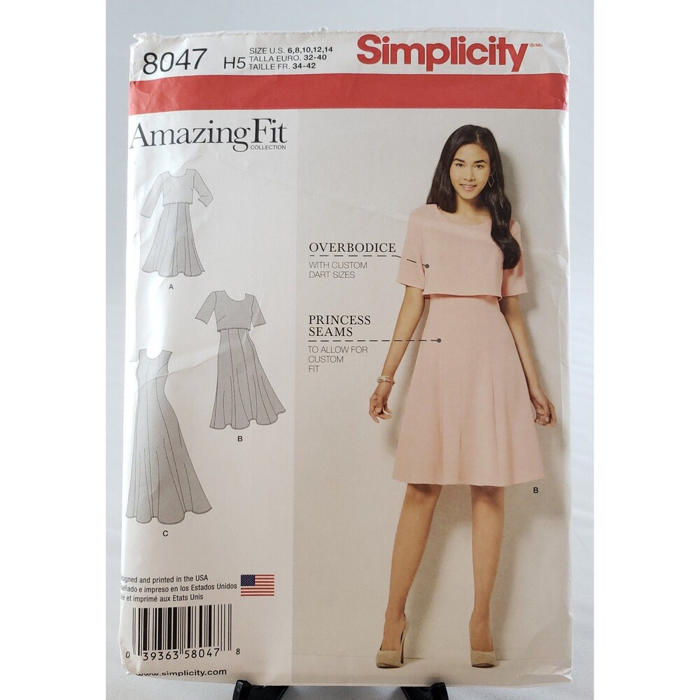 Misses/Miss Petite Dress Slim, Average, Curvy Fit Simplicity Sewing Pattern 8047